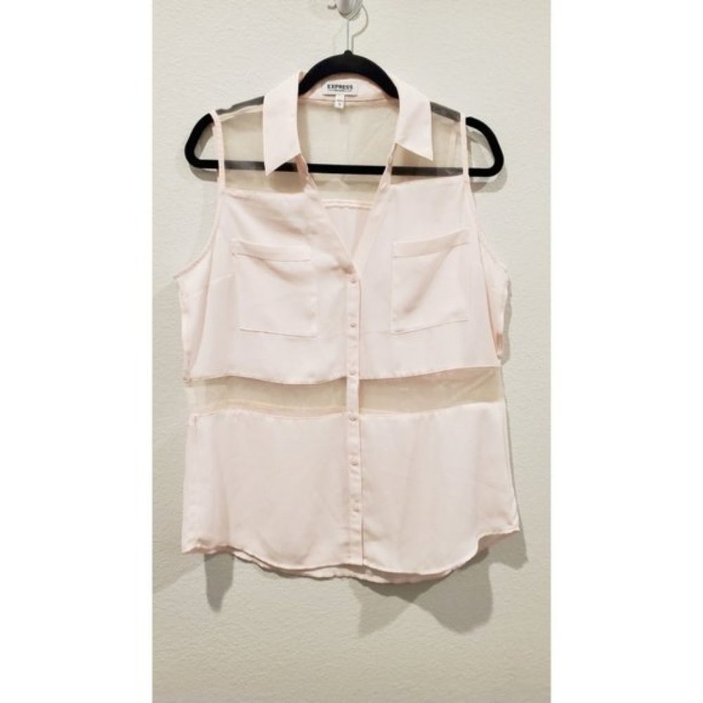 EXPRESS Sleeveless Mesh Pockets Pink Top